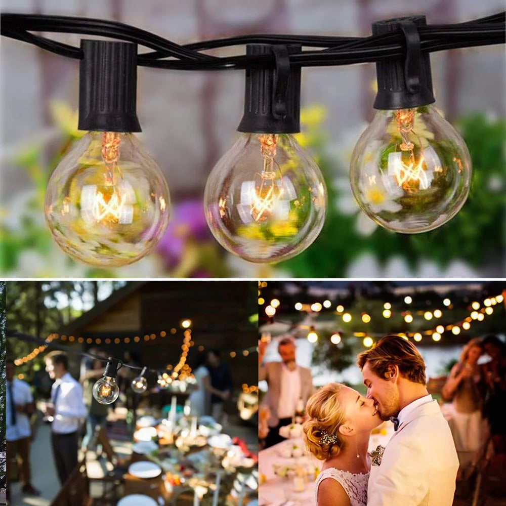 15M/50Ft G40 Tungsten Patio Outdoor Garland String Lights, 220V Connectable Hanging Lamp for Backyard Porch Balcony Party Decor Forease