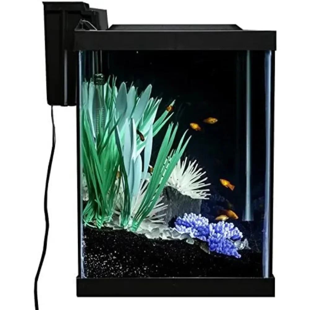 Includes LED Lighting and Decor Fishbowl Aquarium 20 Gallon Fish Tank Kit Aquatic Pet Supplies Products Home Garden Forease