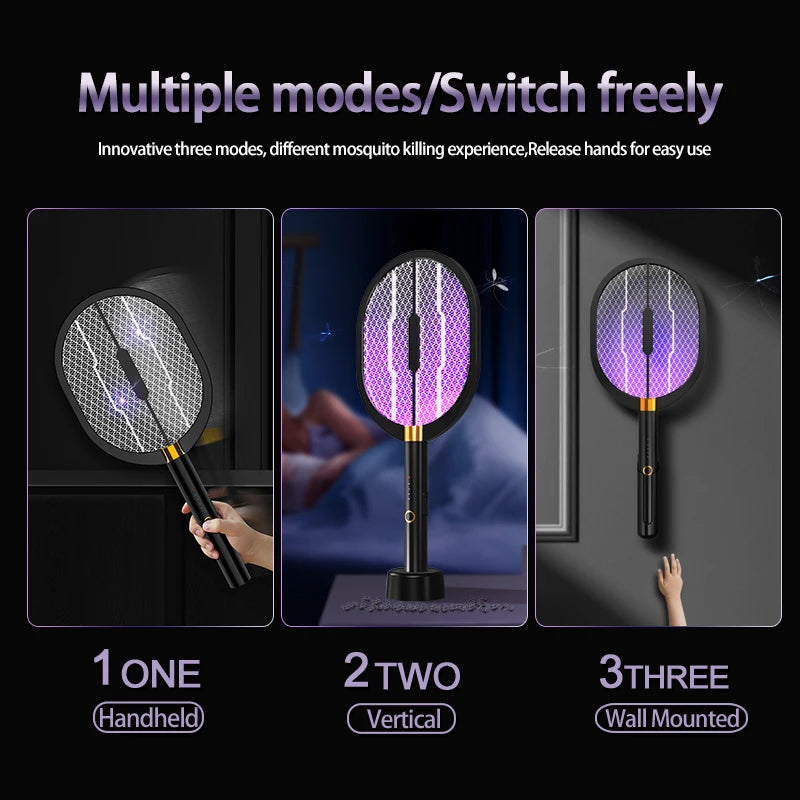 Upgraded 3000V Electric Mosquito Racket With Purple Killer Lamp TYPE-C Rechargeable Bug Zappers Fly Swatter Insect Repeller Forease