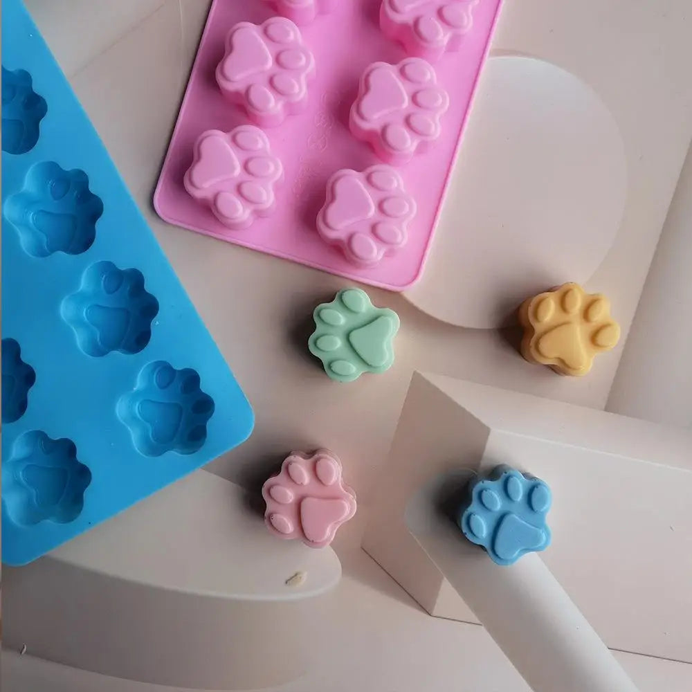 10 Cavities Dog Paw Silicone Candy Mold Cat Paw Chocolate,Ice Cube, Can Bake Dog Snack Biscuits Moulds Silicon Baking Tray Forease