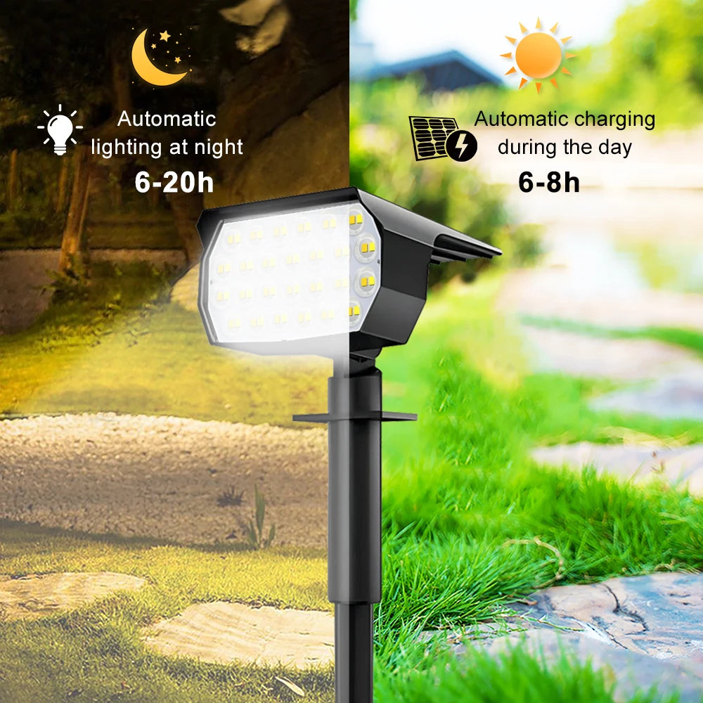 52 LED Solar Landscape Light Outdoor 50LED IP65 Waterproof Solar Light 3 Color Modes Solar Garden Spotlight for Yard Lawn Walkwa Forease