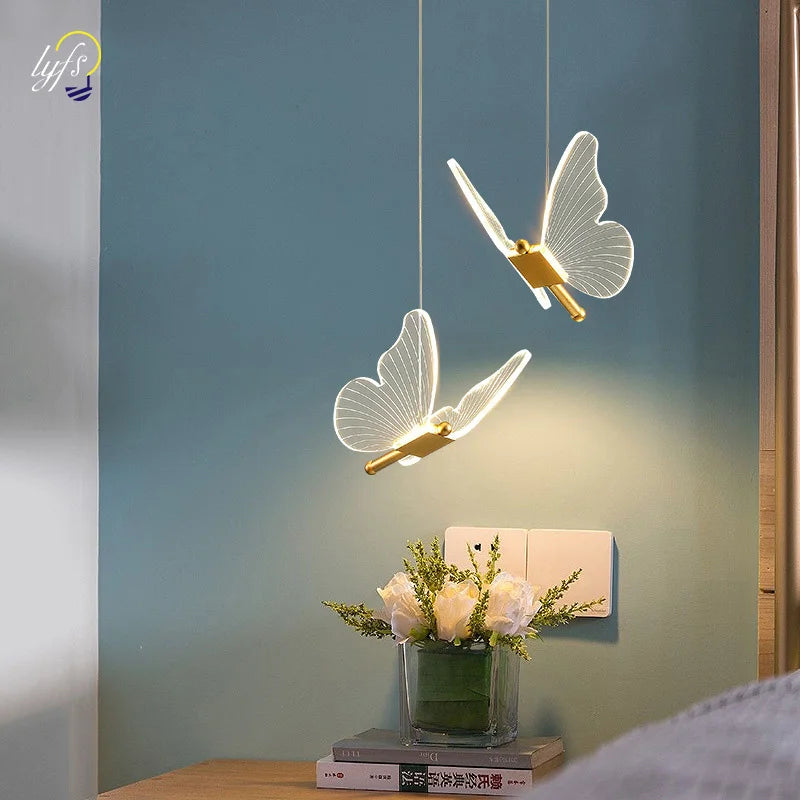 LED Butterfly Pendant Lights Nordic Indoor Lighting pendente iluminação Modern Hanging Lamp Living Room Decoration Ceiling Light Forease