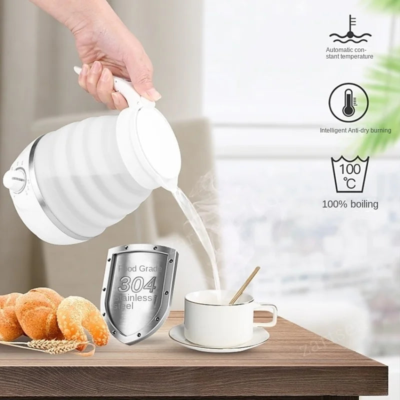 Foldable And Portable Teapot Water Heater 0.6L 600W Electric Kettle For Travel And Home Tea Pot Water Kettle Silica Gel Forease