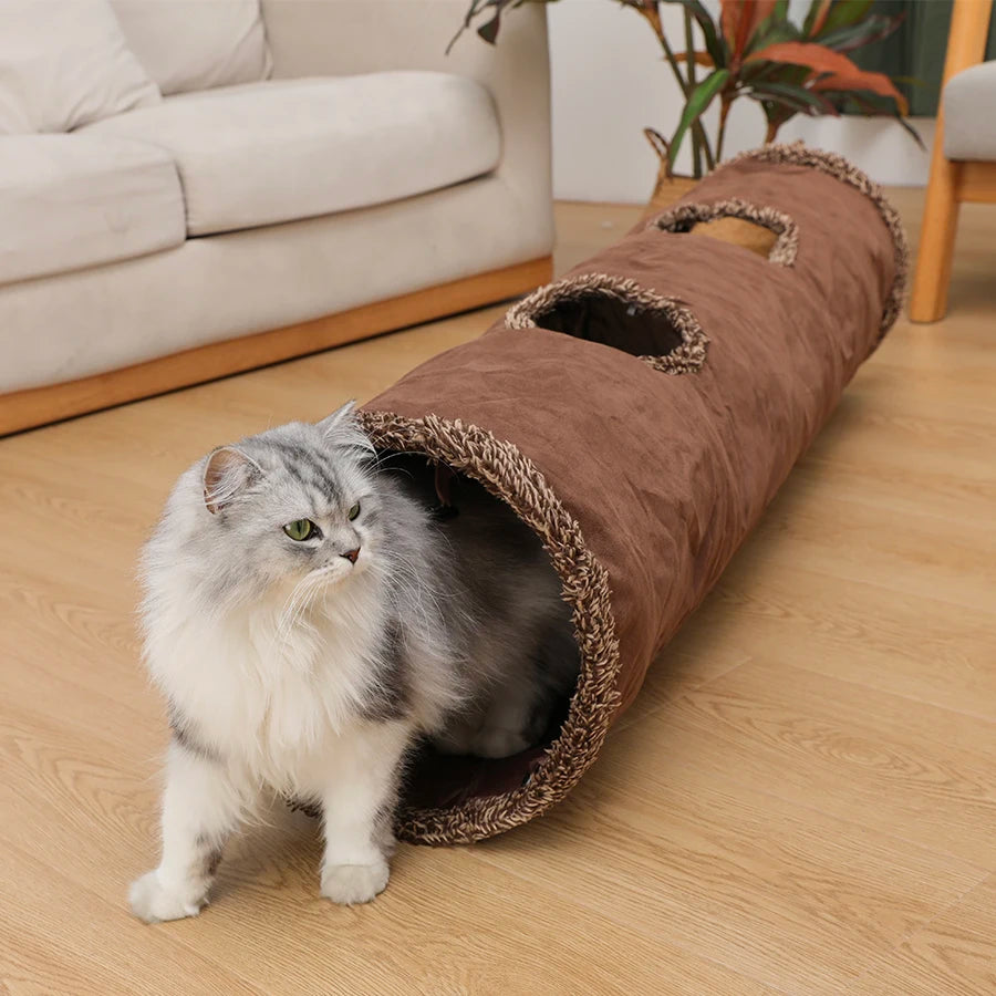 Cat Toys Tente Chat Suede Long 129cm Cat Tunnel Collapsible Tunnel  Non-staining Dirt-resistant Pet Products Pet Toys Forease