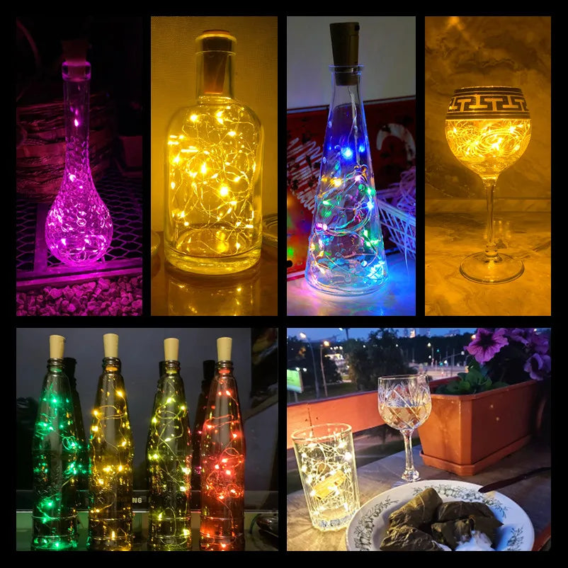 5pcs Bar LED Wine Bottle Cork String Lights Holiday Decoration Garland Fairy Lights Christmas Copper Wire String Lights Forease