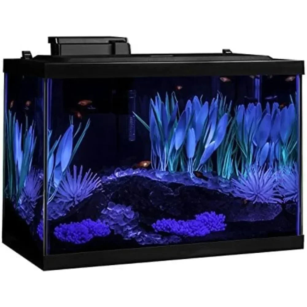 Includes LED Lighting and Decor Fishbowl Aquarium 20 Gallon Fish Tank Kit Aquatic Pet Supplies Products Home Garden Forease