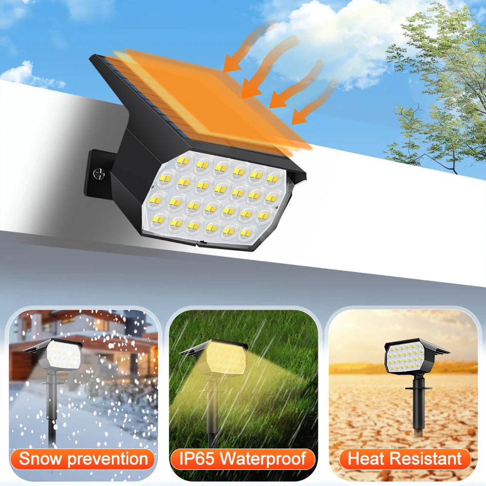 52 LED Solar Landscape Light Outdoor 50LED IP65 Waterproof Solar Light 3 Color Modes Solar Garden Spotlight for Yard Lawn Walkwa Forease