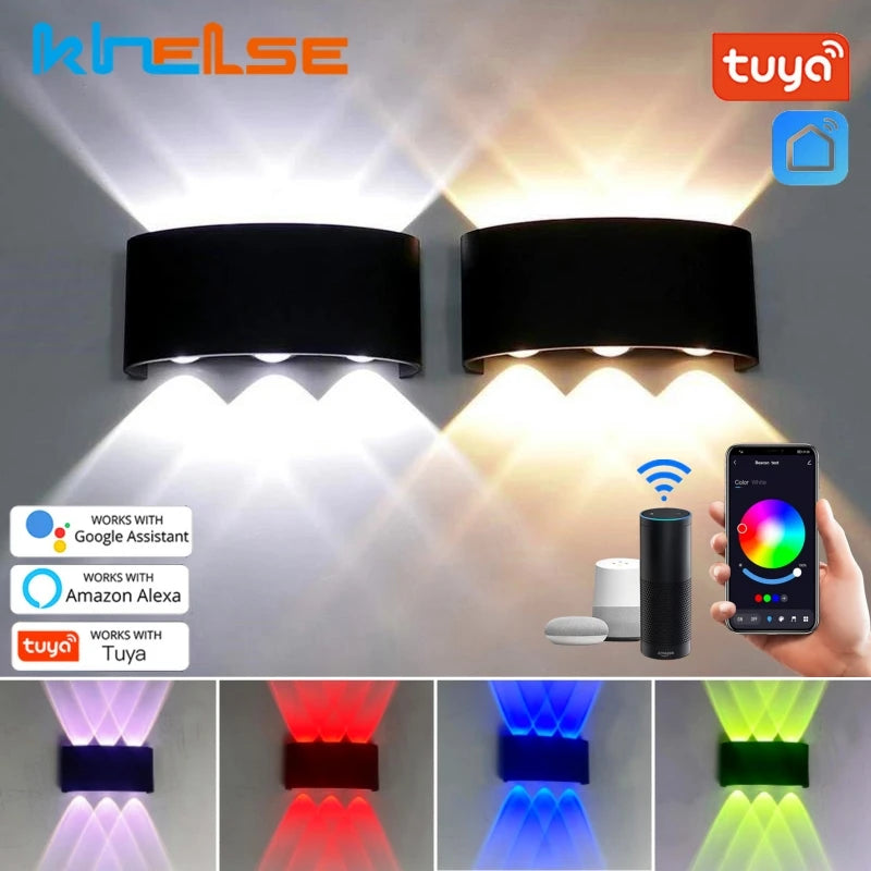 Tuya RGB LED Wall Lamps Outdoor Up Down IP65 Waterproof Garden Sconce Porch Yard Google Alexa APP Exterior Wall Lights AC85-265V Forease