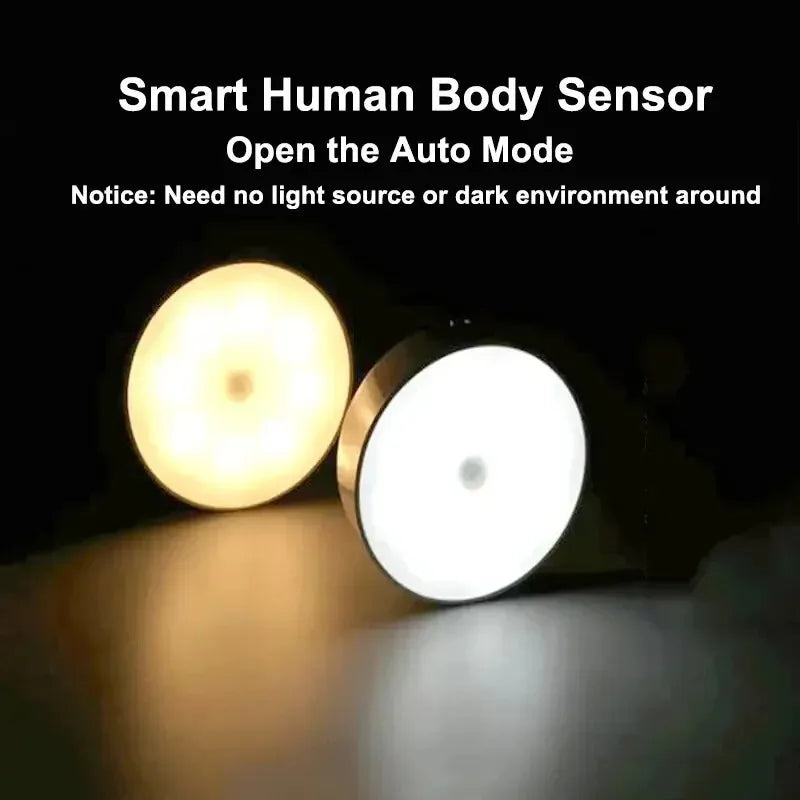 LED Smart Human Body Sensor Night Lamp Emergency Automatic Lighting USB Charging Wireless Magentic Suction Use Night Light Forease