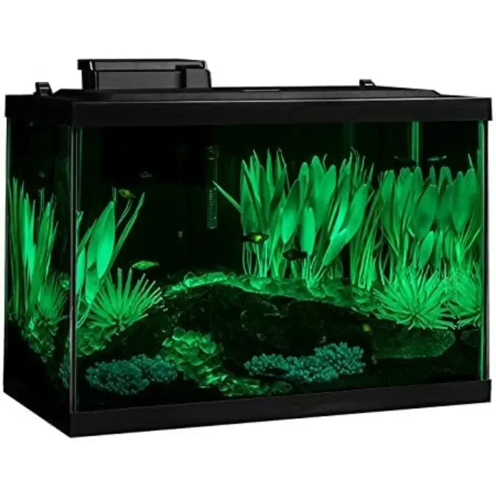 Includes LED Lighting and Decor Fishbowl Aquarium 20 Gallon Fish Tank Kit Aquatic Pet Supplies Products Home Garden Forease