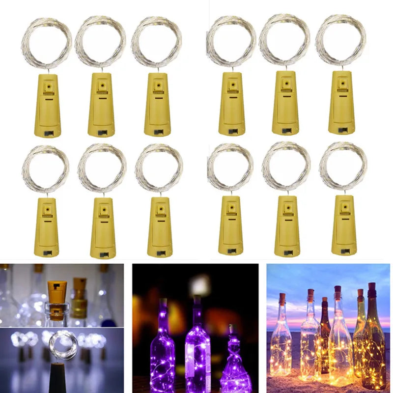 5pcs Bar LED Wine Bottle Cork String Lights Holiday Decoration Garland Fairy Lights Christmas Copper Wire String Lights Forease