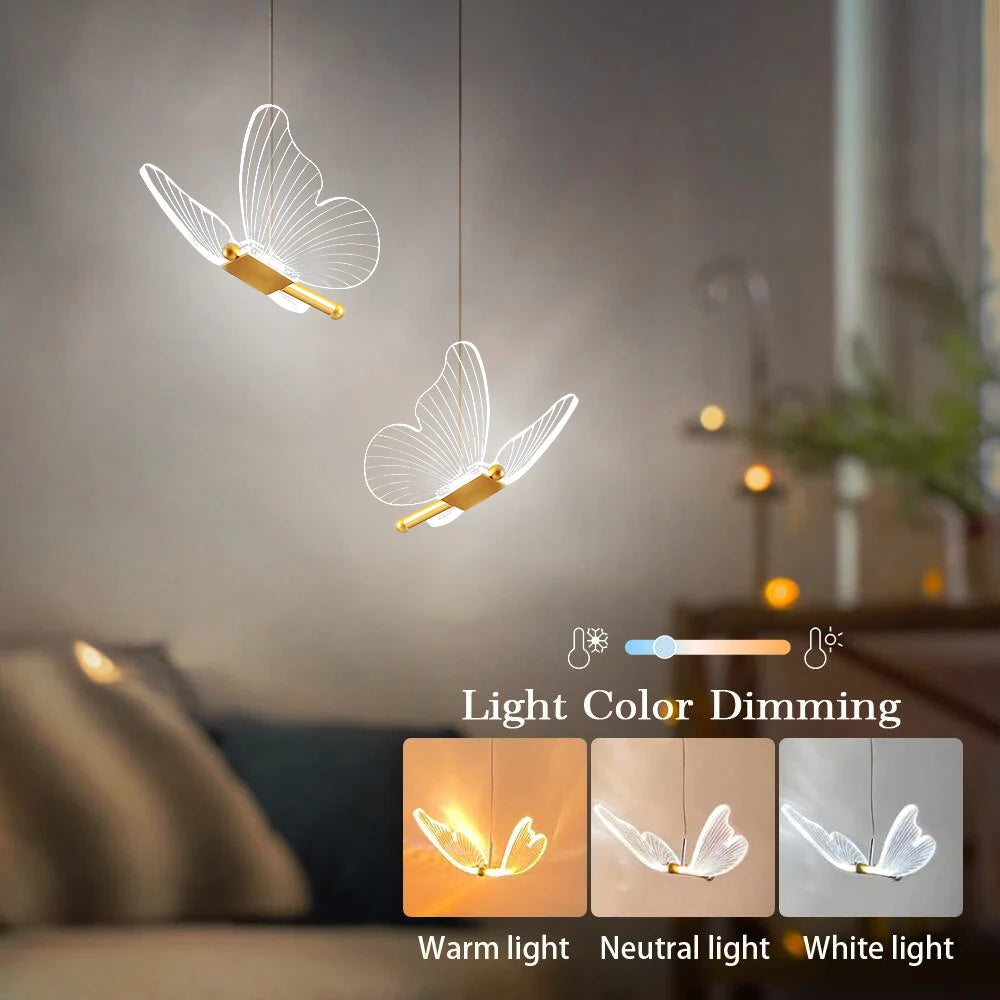 LED Butterfly Pendant Lights Nordic Indoor Lighting pendente iluminação Modern Hanging Lamp Living Room Decoration Ceiling Light Forease