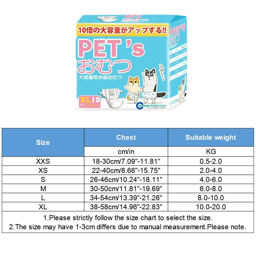 Female Dog Diaper for Teddy, Leakproof Nappies, Super Absorption, Sanitary Pants, Pet Menstrual, Physiological Pants, 10Pcs Forease