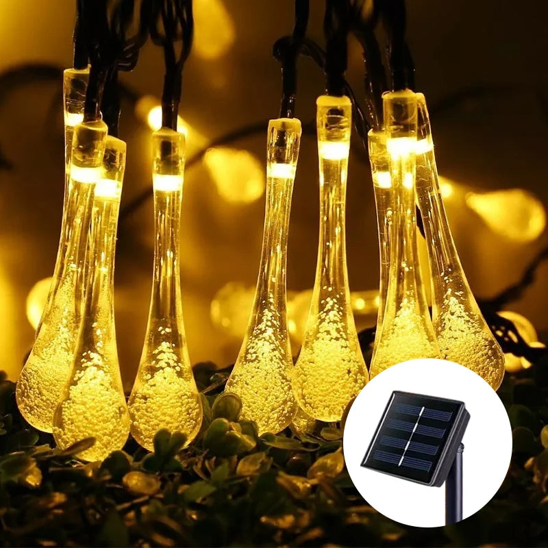 5m 20led Water Droplets Solar String Lights Waterproof Outdoor Decoration Garland Fariy Lights Christmas Wedding Party Garden Forease