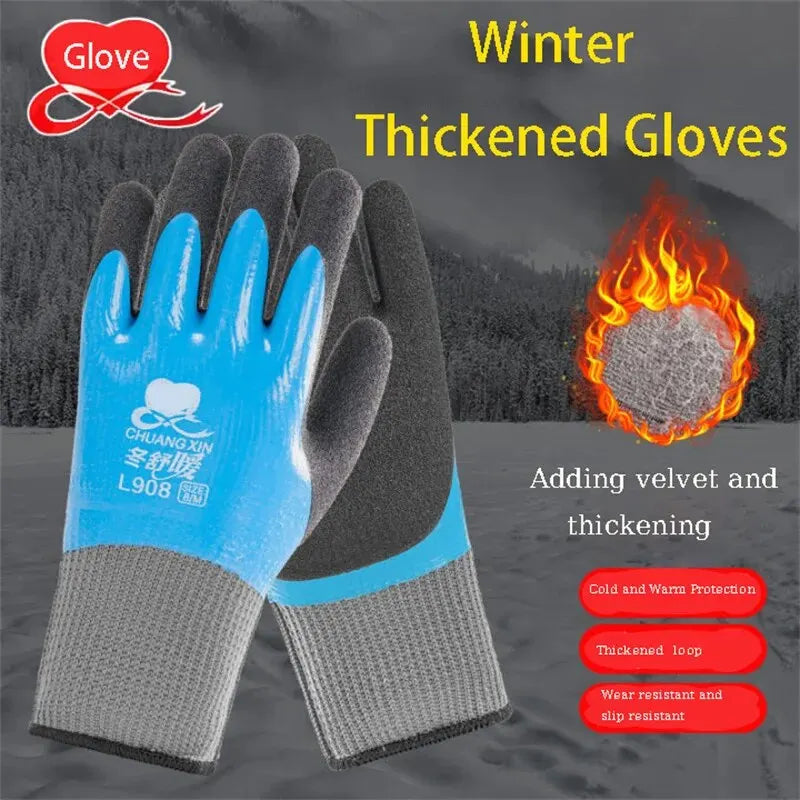 1 Pair Winter Fishing Waterproof Cold Resistant Gloves Thickened Warm Cold Storage Specializeds Antifreeze Gloves Winter Gloves Forease