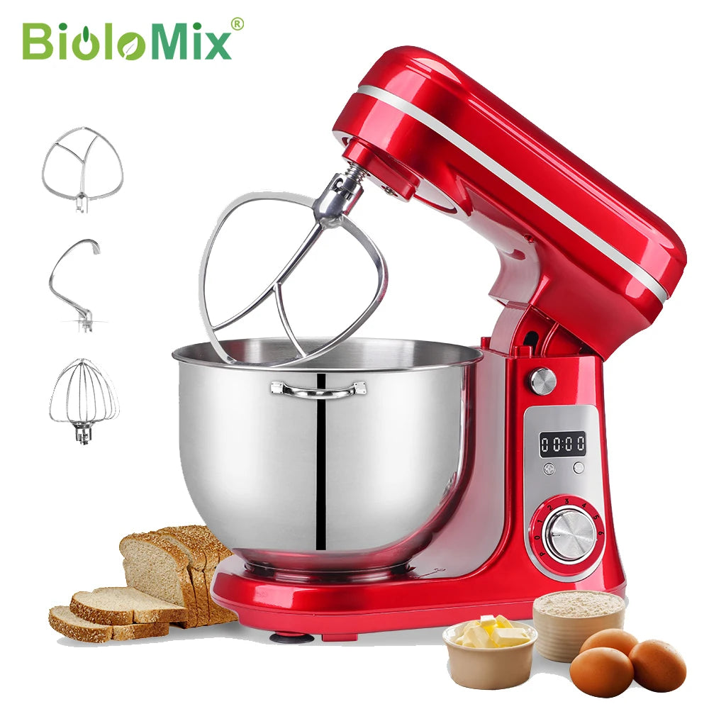 BioloMix Kitchen Food Stand Mixer, Blender, Quiet Motor, Cream Egg Whisk, Whip Dough Kneader, 6-Speed, 1200 W, 6 L, DC Forease