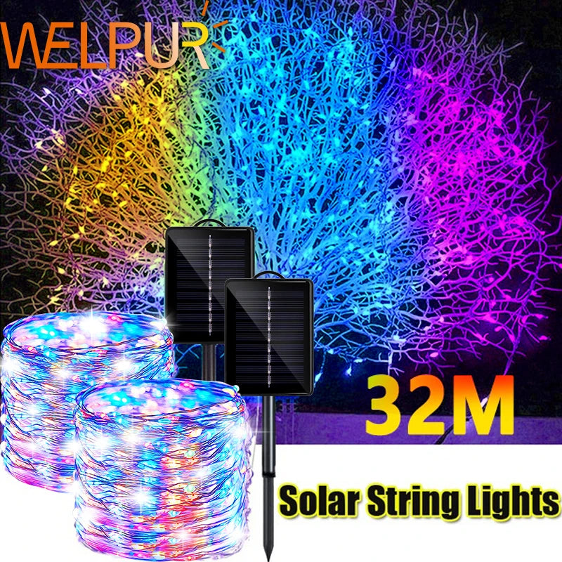 LED Outdoor Solar Lamp String Lights 100/200/300 Leds Fairy For Holiday Christmas Party Garland Garden Decor Forease