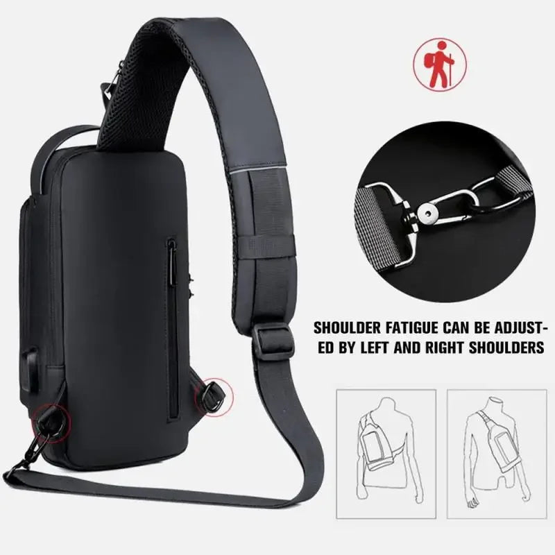 Men Anti Theft Chest Bag Shoulder Bags USB Charging Crossbody Package School Short Trip Messengers Bags Men's Oxford Sling Pack Forease