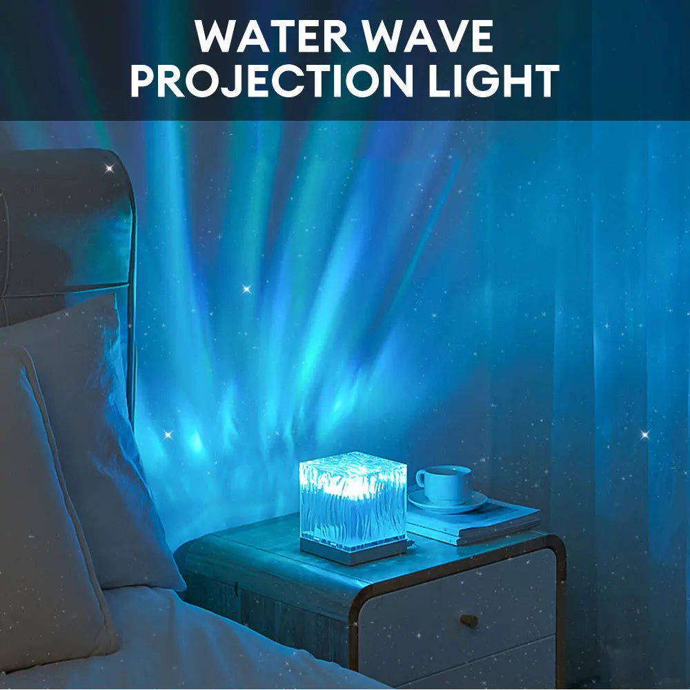 Dynamic Aurora Northern Lights Water Ripple Projector Night Light 17 Colors Flame Crystal Lamp for Living Room Study Bedroom Forease