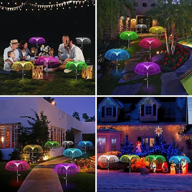 Solar Garden Lights Outdoor Waterproof Fiber Optic Jellyfish Lawn Lights Outdoor Patio Villa Yard Decor Forease