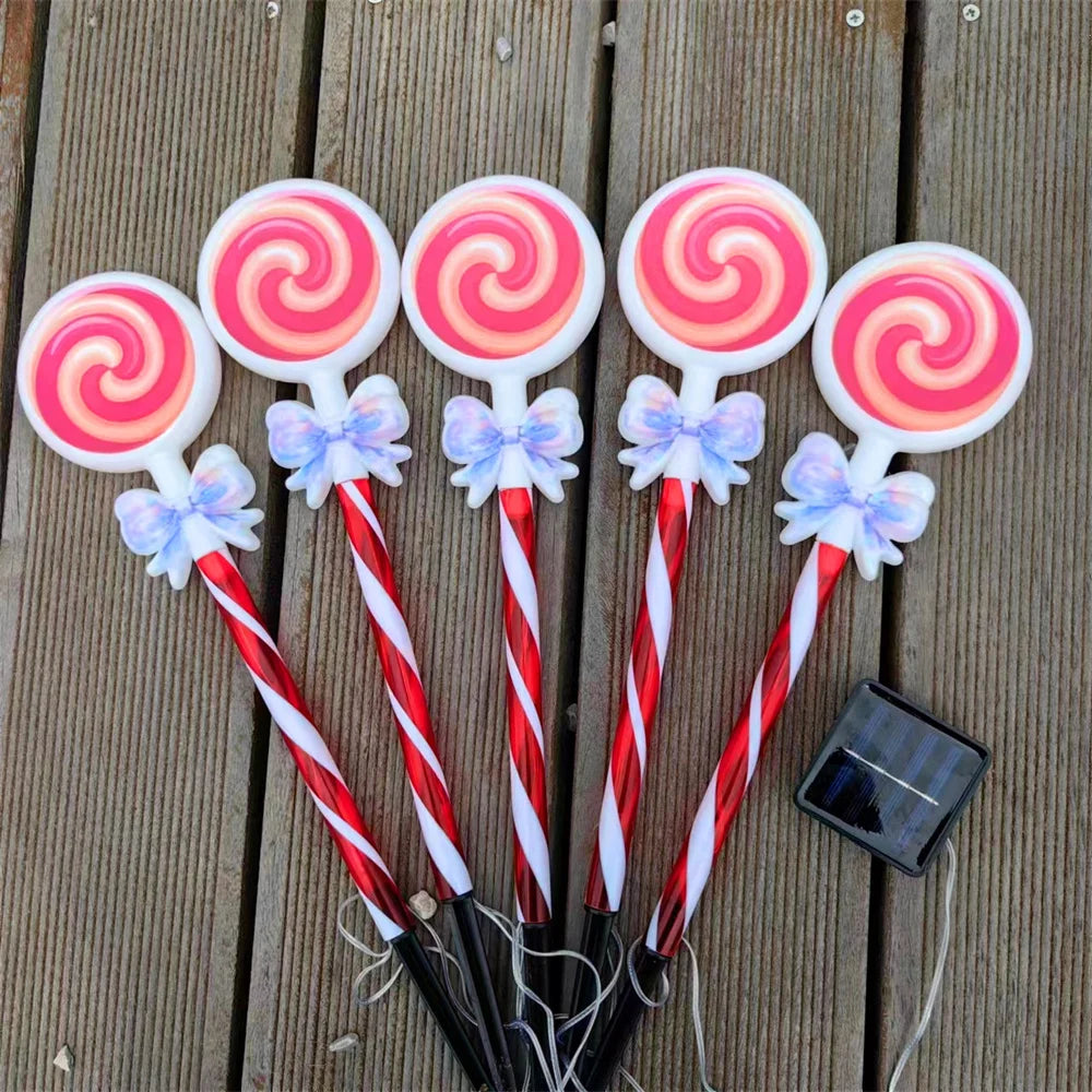 5pcs Lawn Light Outdoor LED Garden Decoration Waterproof Solar Lights Christmas Lollipop Pathway Marker Lights String Lights 526 Forease