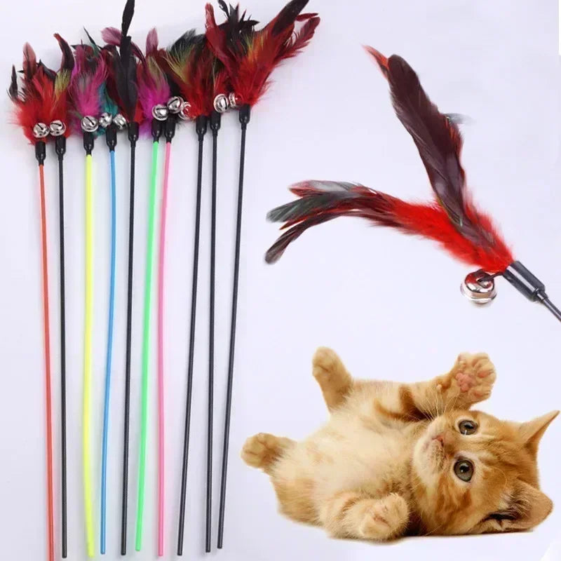 Cat Toy Feather Stick Toy for Cats Kittens Interactive Cat Toy Pet with Bell Pet Toys Cat Supplies Play Game Pet Products Forease