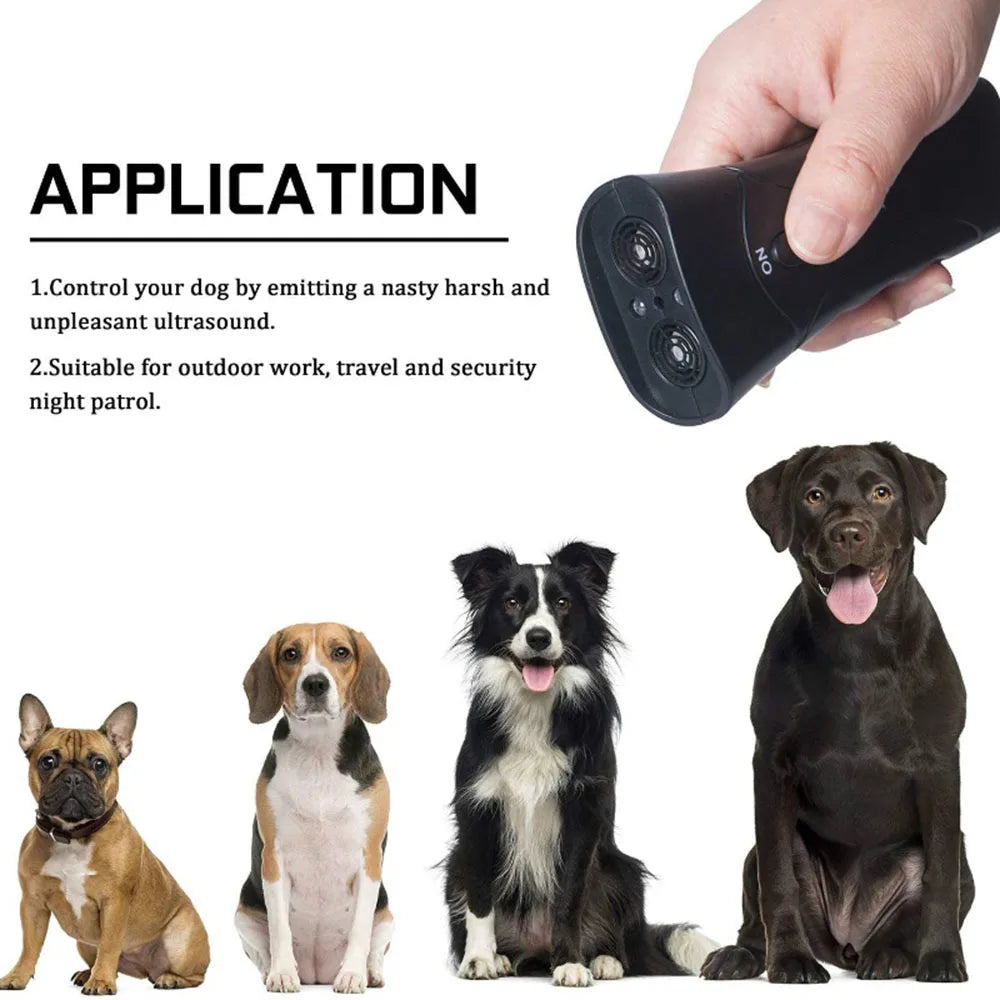 Ultrasonic Dog Chaser Stop Aggressive Animal Attacks Dog Repeller Stop Bark Device with LED Flashlight Pet Dog Training Tools Forease