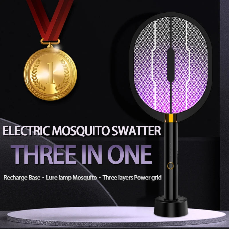 Upgraded 3000V Electric Mosquito Racket With Purple Killer Lamp TYPE-C Rechargeable Bug Zappers Fly Swatter Insect Repeller Forease