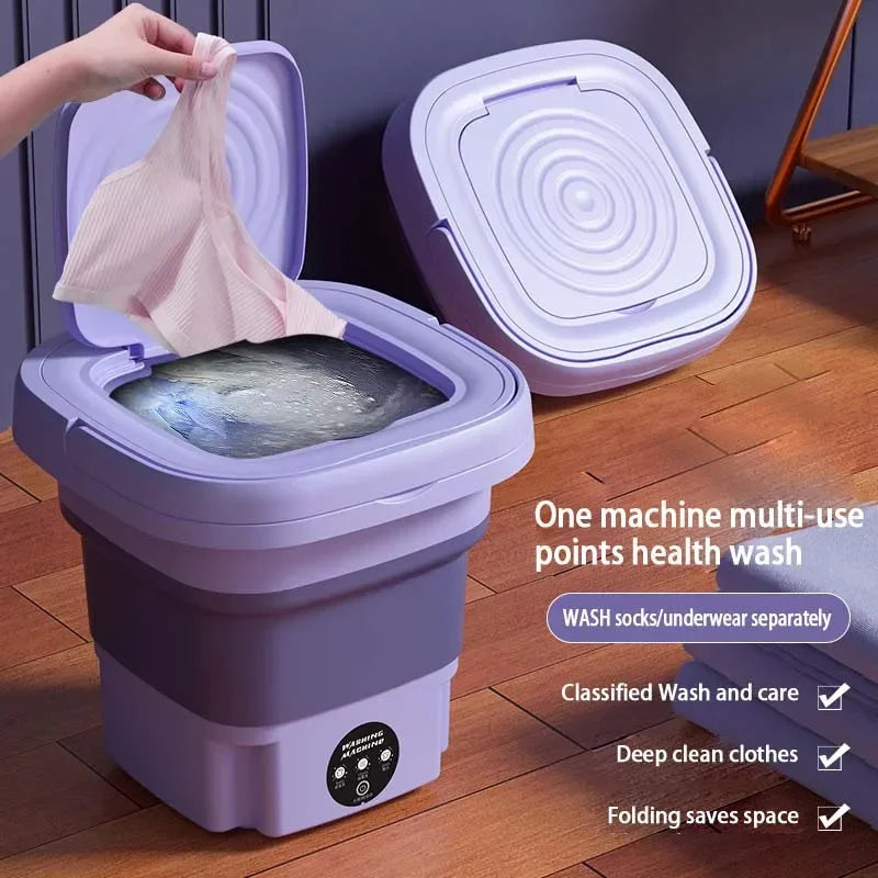 Portable Washing Machine 8L Mini Household Clothes Socks Underwear Cleaning Washer Travel Washing Machine With Drying Centrifuge Forease