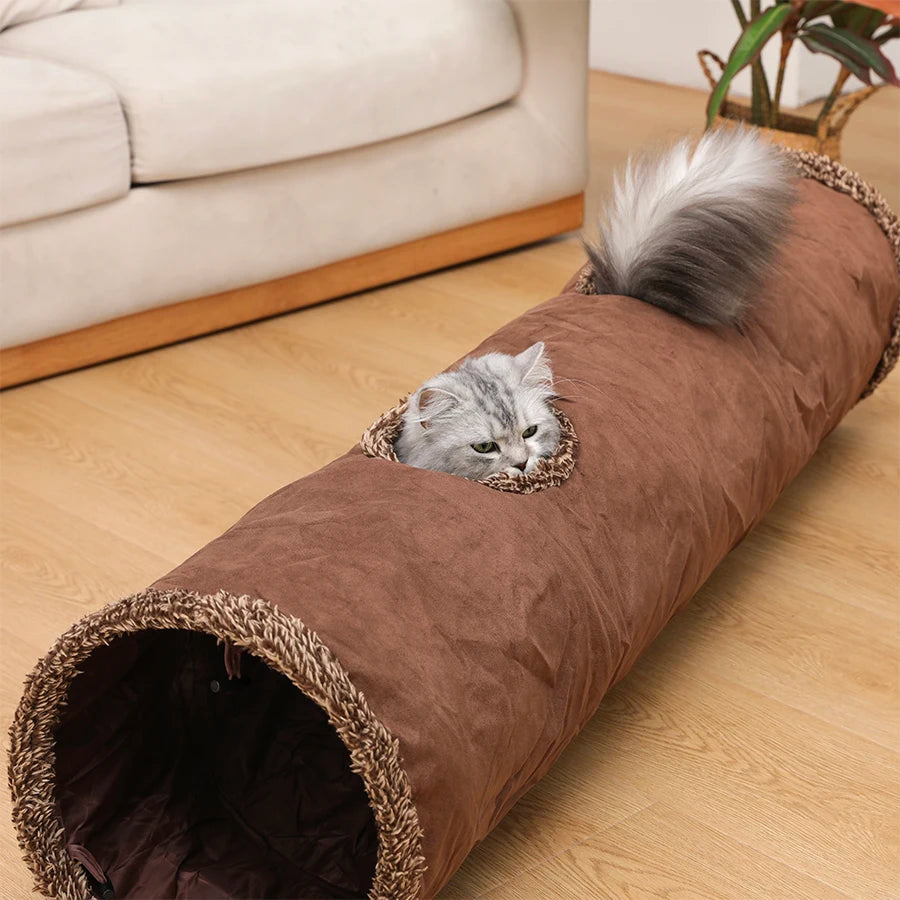 Cat Toys Tente Chat Suede Long 129cm Cat Tunnel Collapsible Tunnel  Non-staining Dirt-resistant Pet Products Pet Toys Forease