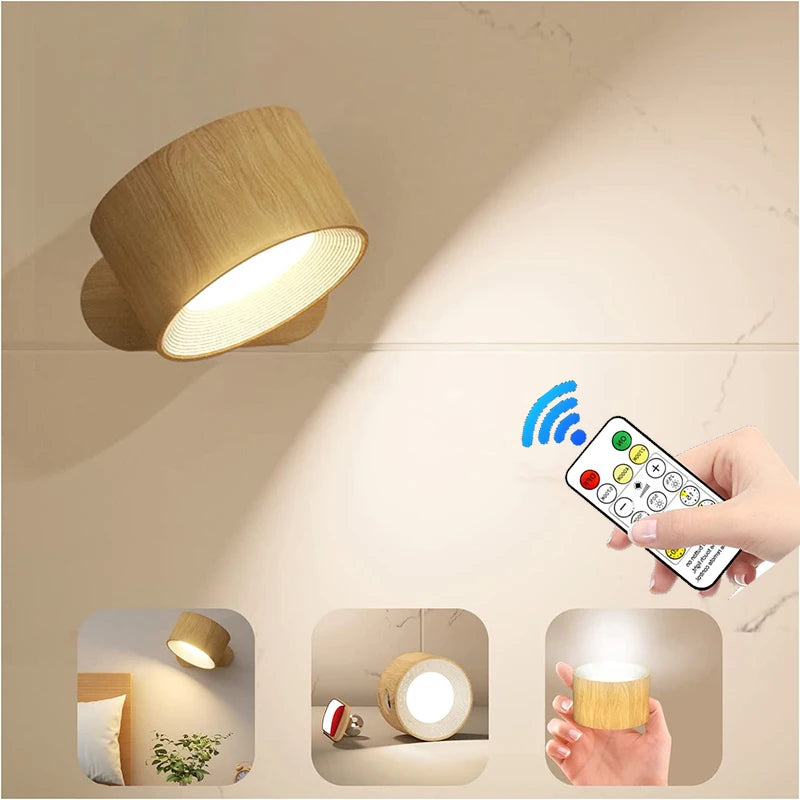 USB Rechargeable LED Wall Sconce Light with Touch & Remote Control Magnetic Mounted Wall Lamps For Bedroom Reading Forease