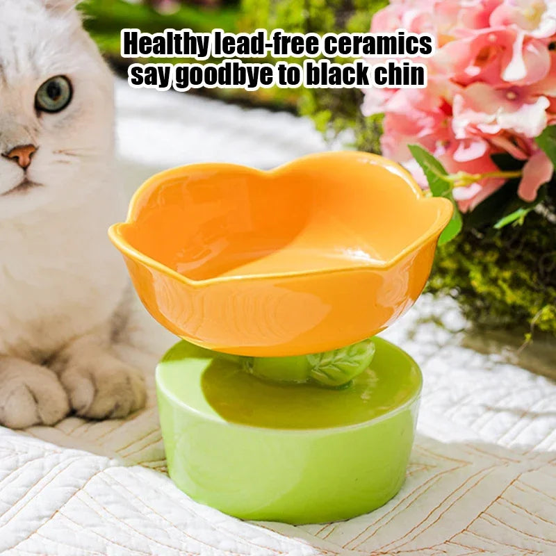 2023 Cute Pet Bowl Creative Flower-Shaped Bowl Cat Food Ceramics Water Bowl Pet Accessories For Cats Pet Products Forease