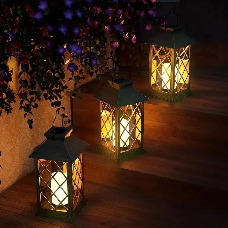 1pcs Solar Powered Hanging Lamp Flickering Flameless Candle Waterproof LED Light For Table Patio Lawn Outdoor Party Decorative Forease