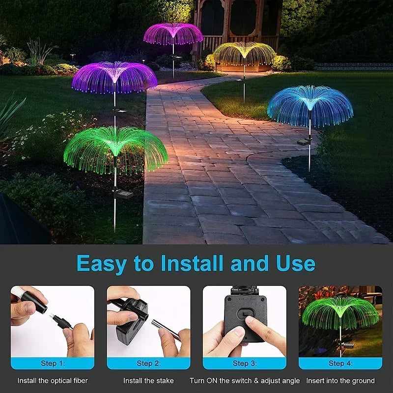 Solar Garden Lights Outdoor Waterproof Fiber Optic Jellyfish Lawn Lights Outdoor Patio Villa Yard Decor Forease