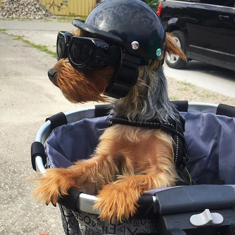 Pet Helmets Dog Cat Bicycle Motorcycle Helmet with Sunglasses Safety Doggie Hat for Traveling Head Protection Pet Supplies S / M Forease