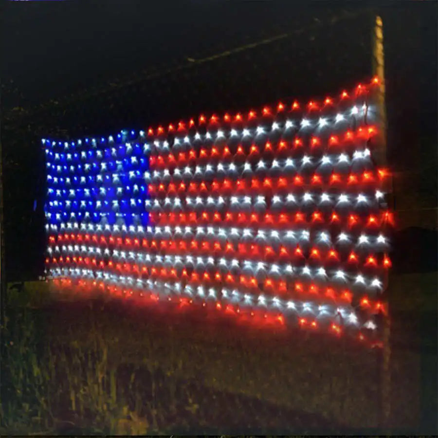 American Flag 420 LED String Lights Large USA Flag Outdoor Lights Waterproof Hanging Ornaments for Independence Day Memorial Day Forease