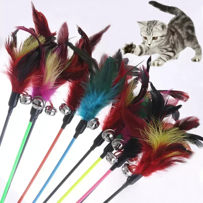 Cat Toy Feather Stick Toy for Cats Kittens Interactive Cat Toy Pet with Bell Pet Toys Cat Supplies Play Game Pet Products Forease