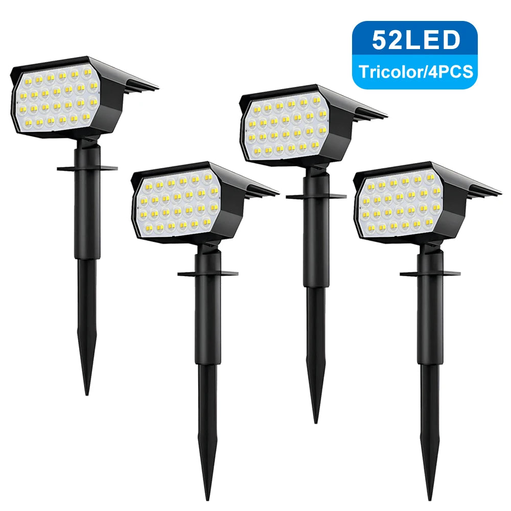 52 LED Solar Landscape Light Outdoor 50LED IP65 Waterproof Solar Light 3 Color Modes Solar Garden Spotlight for Yard Lawn Walkwa Forease