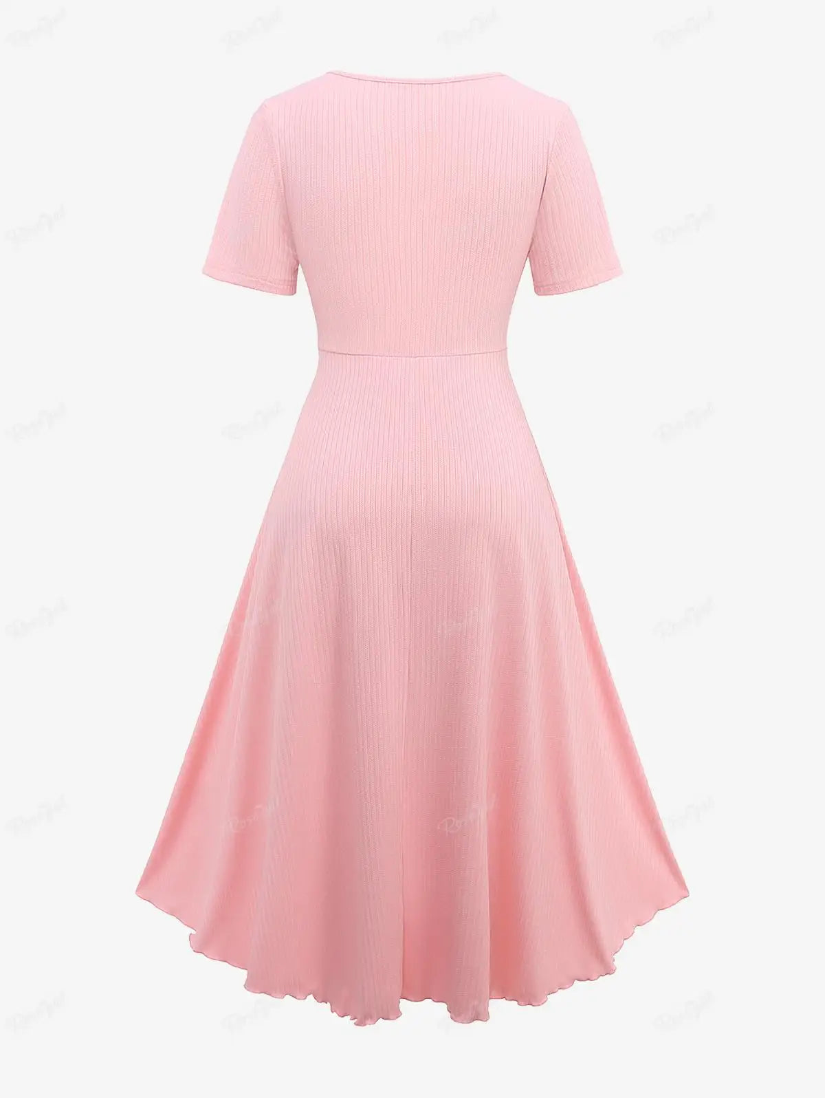 ROSEGAL Plus Size Casual Dresses Flowers Print Lace Trim Ruched Tulip Hem Ruffles Shell Buckle Ribbed Textured Dress Light Pink Forease