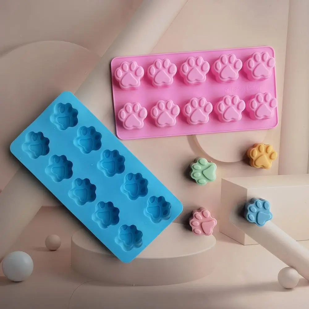 10 Cavities Dog Paw Silicone Candy Mold Cat Paw Chocolate,Ice Cube, Can Bake Dog Snack Biscuits Moulds Silicon Baking Tray Forease