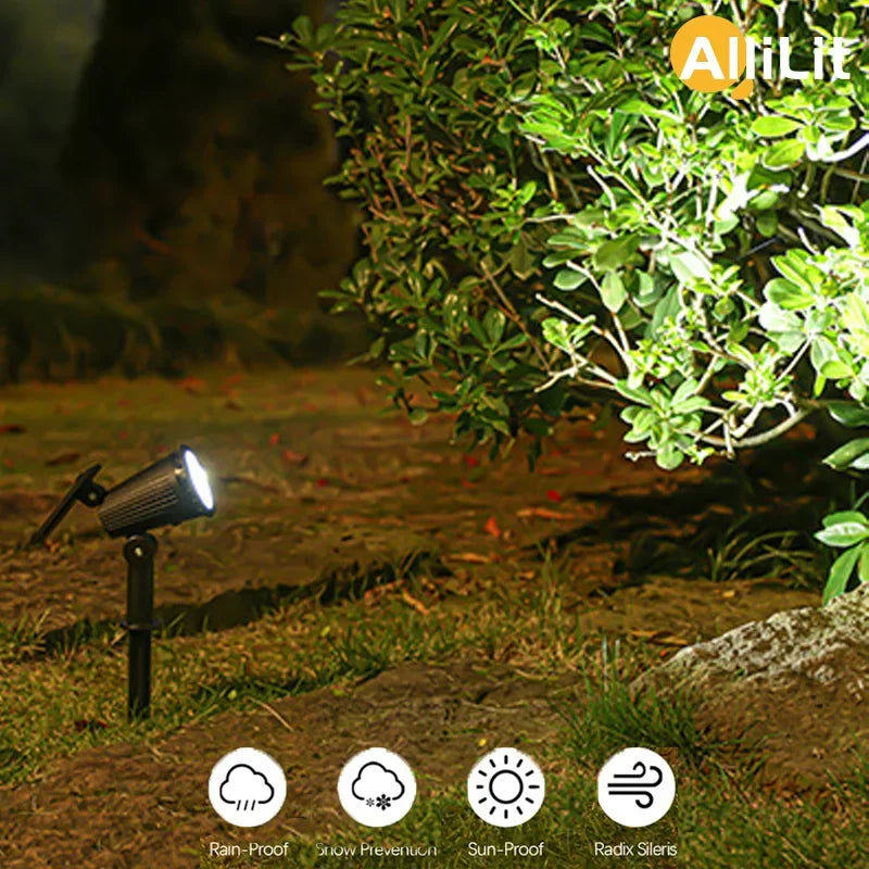 ZILVIX 1-2 PCS 9 LED Solar Outdoor IP65 Ground Plug Light Spotlight Adjustable Brightness Backyard Driveway Patio Lawn Decor Forease