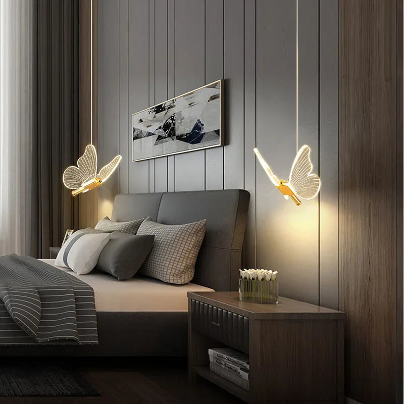 LED Butterfly Pendant Lights Nordic Indoor Lighting pendente iluminação Modern Hanging Lamp Living Room Decoration Ceiling Light Forease