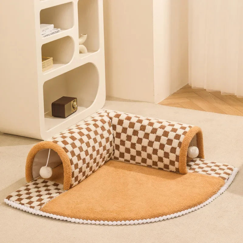 Cat Bed Can Play Cat Tunnel Dog House Bed Kitten Dog Basket Bed Cute Cat House Home Mat Pet Kennel Products Cama Para Gatos Forease