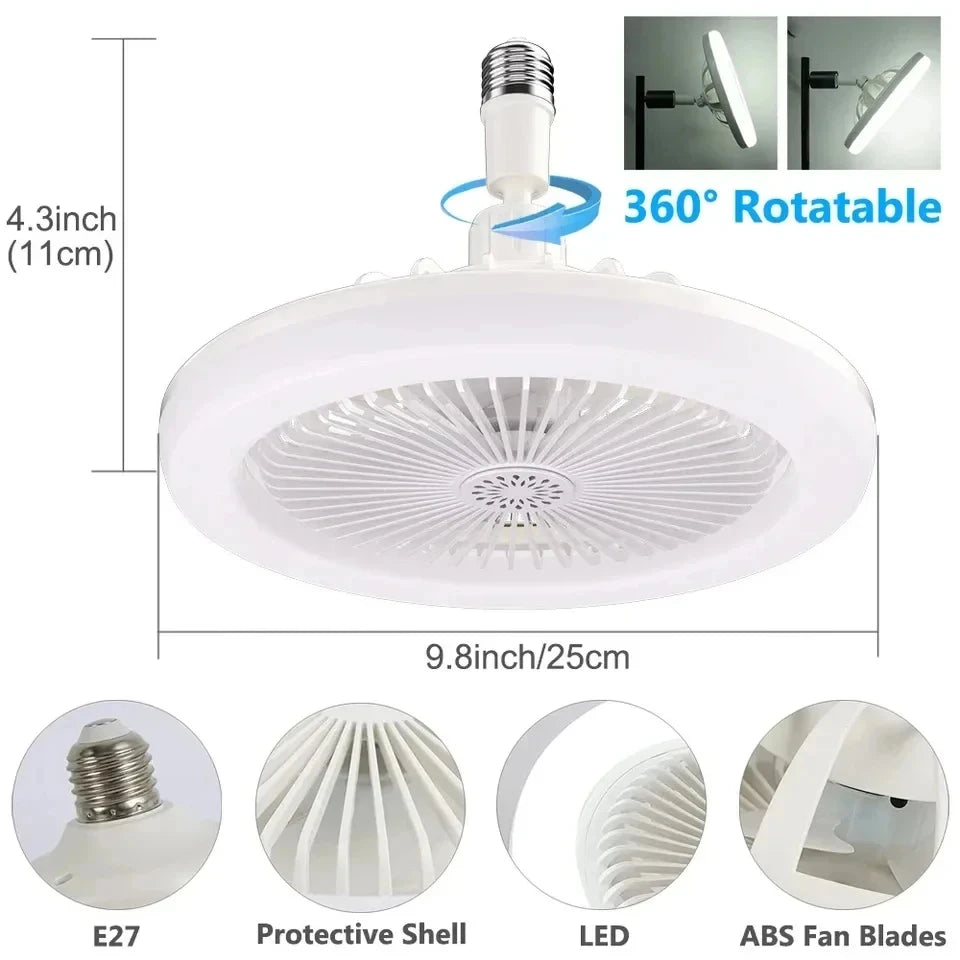 AC85-265V LED Fan Ceiling Light 3 Speed Mode E27 LED Lamp Remote Control for Living Room Bedroom Fan and Lamp 2-in-1 Dimmable Forease