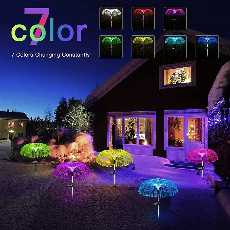 Solar Garden Lights Outdoor Waterproof Fiber Optic Jellyfish Lawn Lights Outdoor Patio Villa Yard Decor Forease