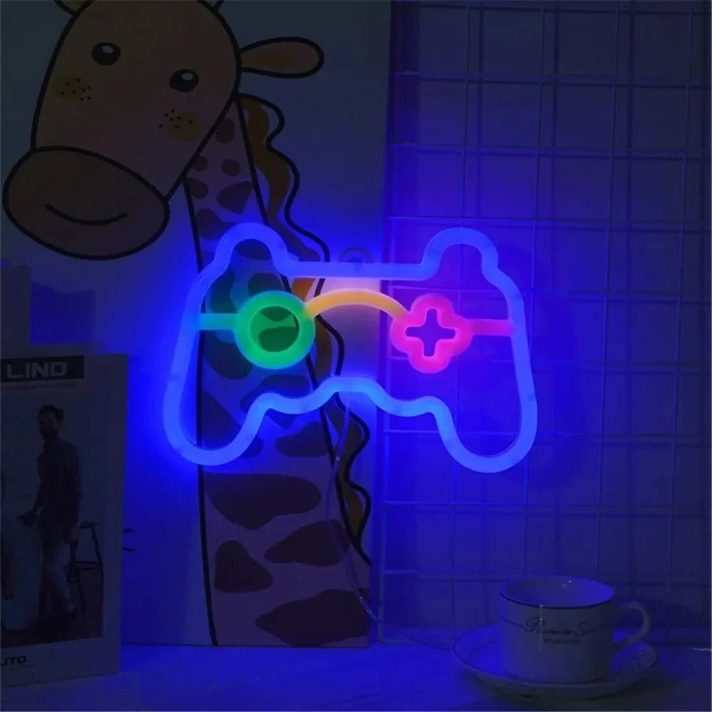 Gamepad Neon Sign for Gamer Room Wall Home Decoration Blue LED Night Light Playstation bar Game hall Lamp Cool Gifts Forease