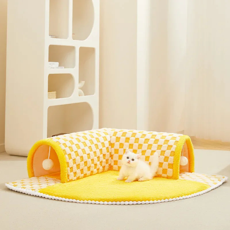 Cat Bed Can Play Cat Tunnel Dog House Bed Kitten Dog Basket Bed Cute Cat House Home Mat Pet Kennel Products Cama Para Gatos Forease