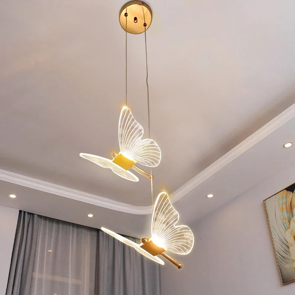 LED Butterfly Pendant Lights Nordic Indoor Lighting pendente iluminação Modern Hanging Lamp Living Room Decoration Ceiling Light Forease