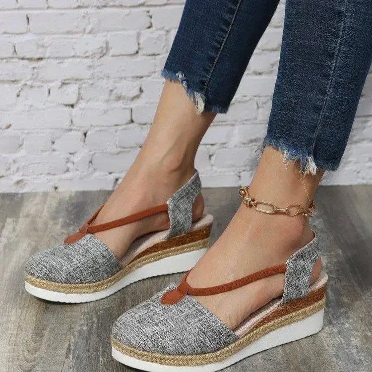 Ladies Baotou Wedges Sandals Casual Shoes Plus Size Platform Summer Falts Walkking Cloth Shoes Sandalias De Mujer Forease