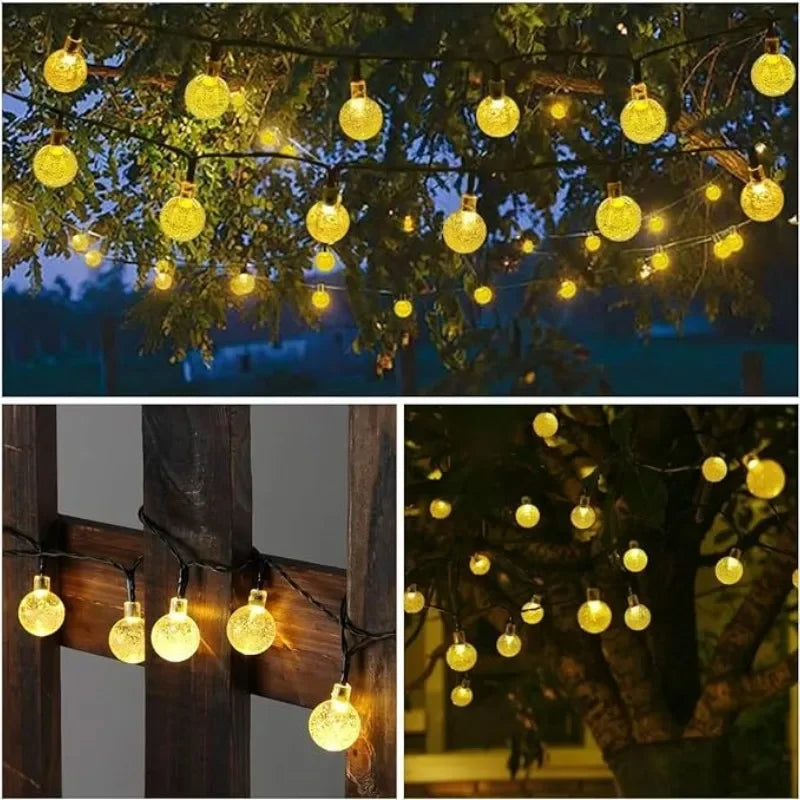 Solar Crystal Globe String Lights Outdoor 100 LED Solar Festoon Fairy Light Christmas Halloween Party Decor Lights for Garden Forease